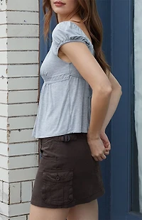 John Galt Silver Babydoll Top