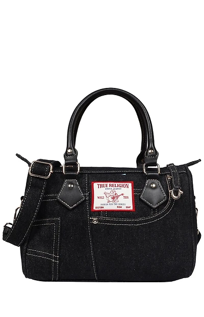 True Religion Black Denim Heritage Satchel Bag