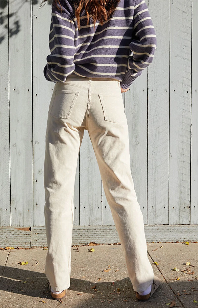 John Galt White Corduroy Straight Leg Jeans