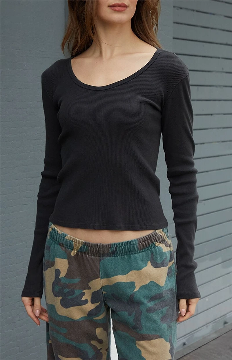 John Galt Black Josephine Long Sleeve Top