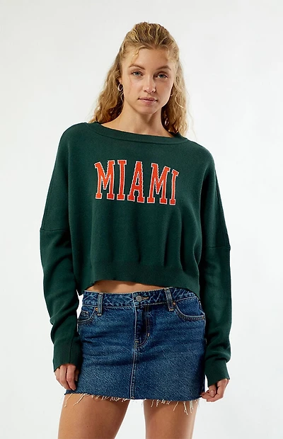 HYPE & VICE Miami Hurricanes Ivy Knit Cropped Sweater