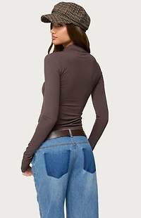 Edikted Binta Mock Neck Long Sleeve Top