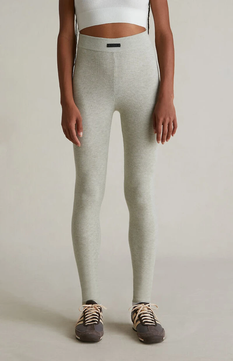 Fear of God ESSENTIALS Women's Heather Stone High Power Ribbed Knit Leggings