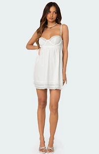 Edikted Bonny Lace Trim Cotton Mini Dress