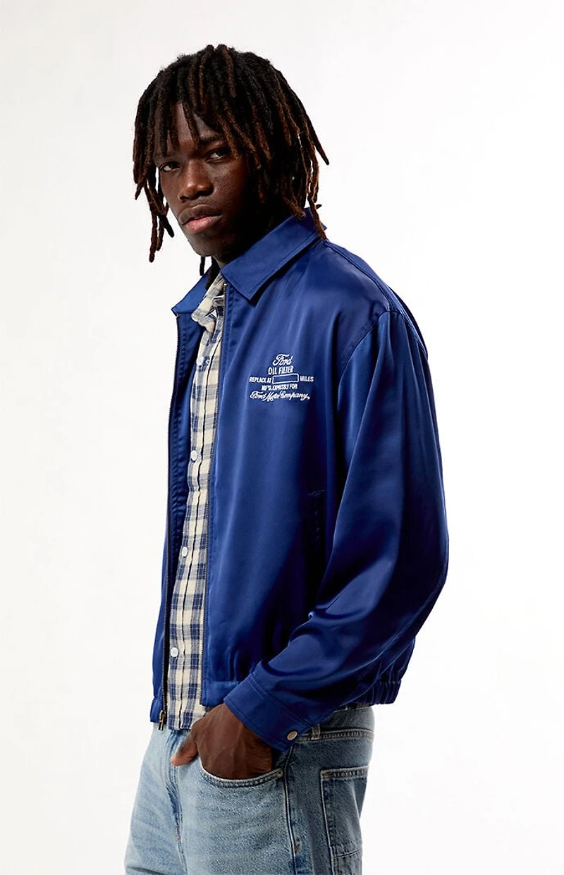 FORD Blue Oil Satin Jacket