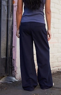 John Galt Navy Striped Low Rise Baggy Trousers
