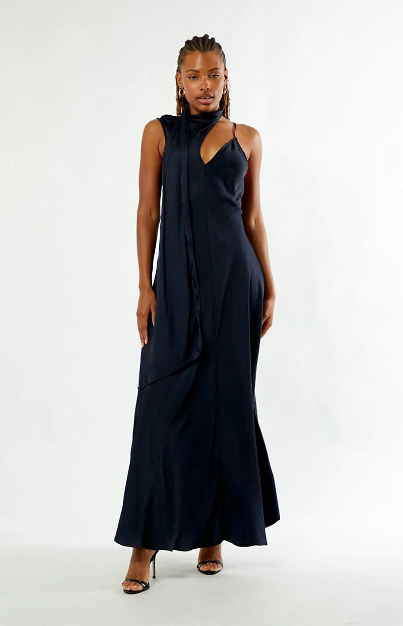 WEWOREWHAT Wrap Neck Maxi Slip Dress