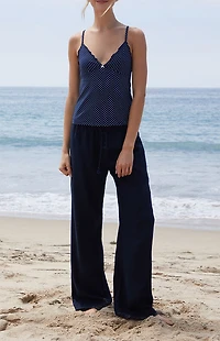 John Galt Blue Polka Dot Tiffany Tank Top