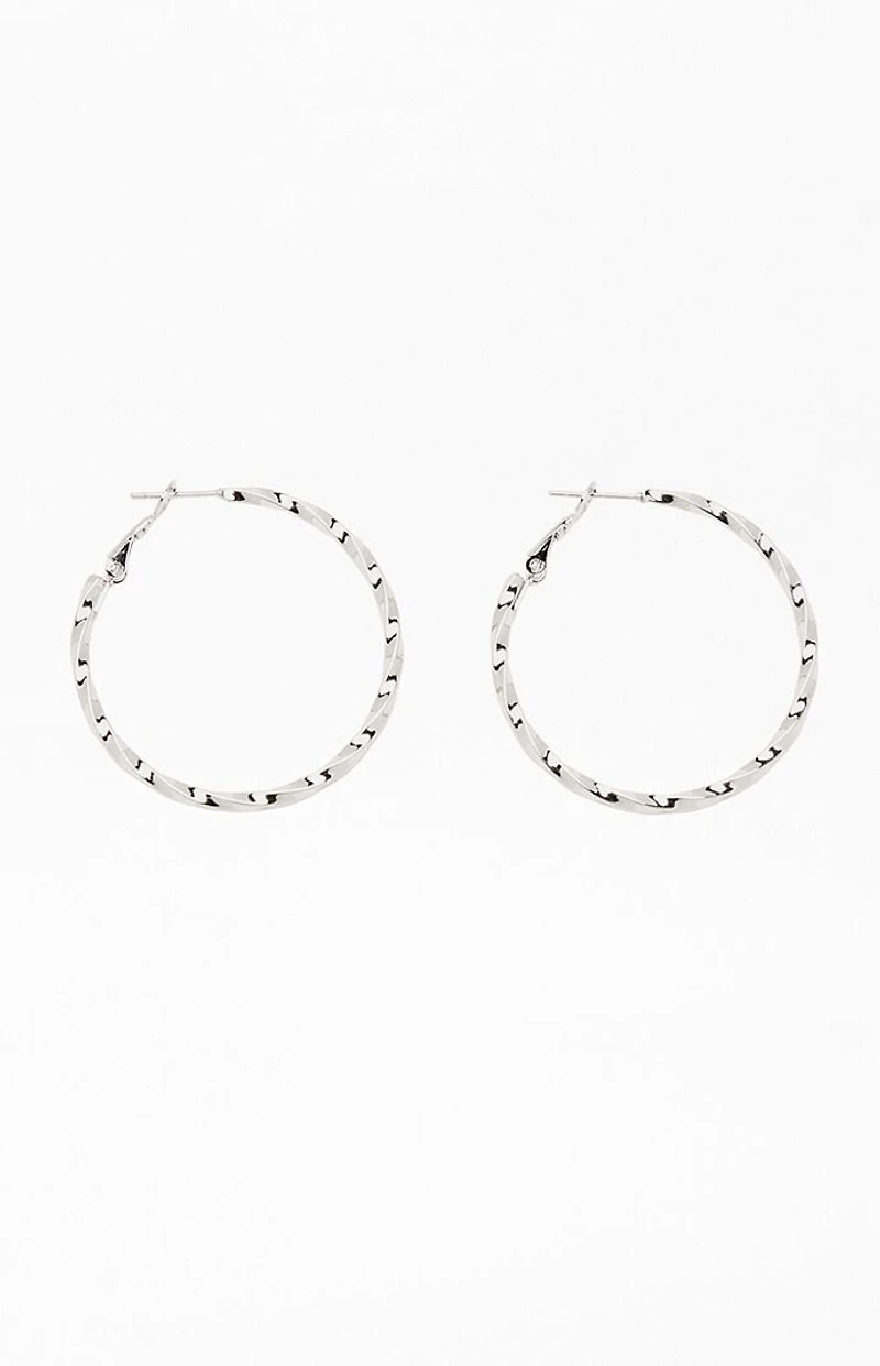 Pacsun Silver Stainless Steel Twisted Hoop Earrings