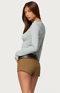 Edikted Gayle Lacey V Neck Long Sleeve Top