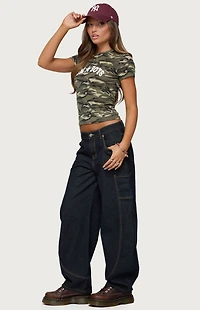 Edikted Aden Contrast Stitch Barrel Jeans