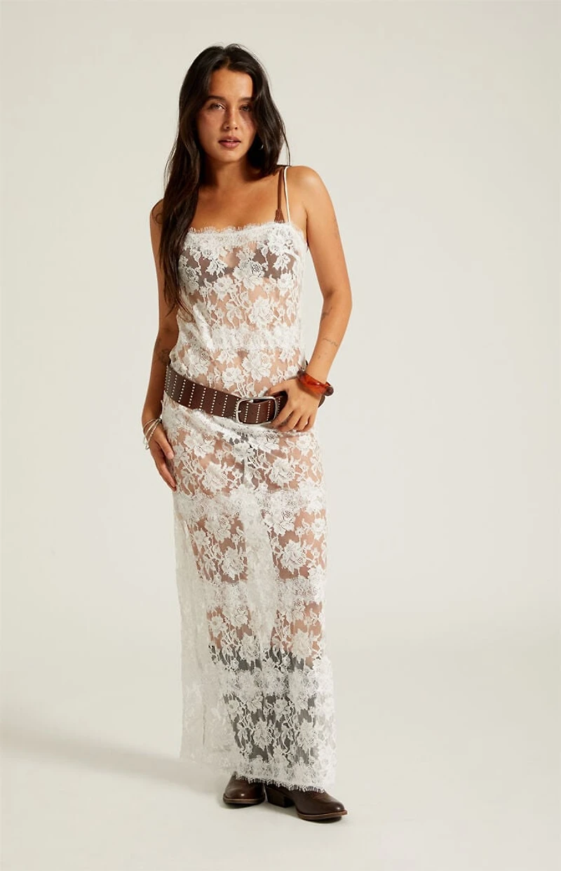 Beverly and Beck Agnes Sheer Lace Festival Maxi Dress