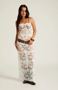 Beverly and Beck Agnes Sheer Lace Festival Maxi Dress