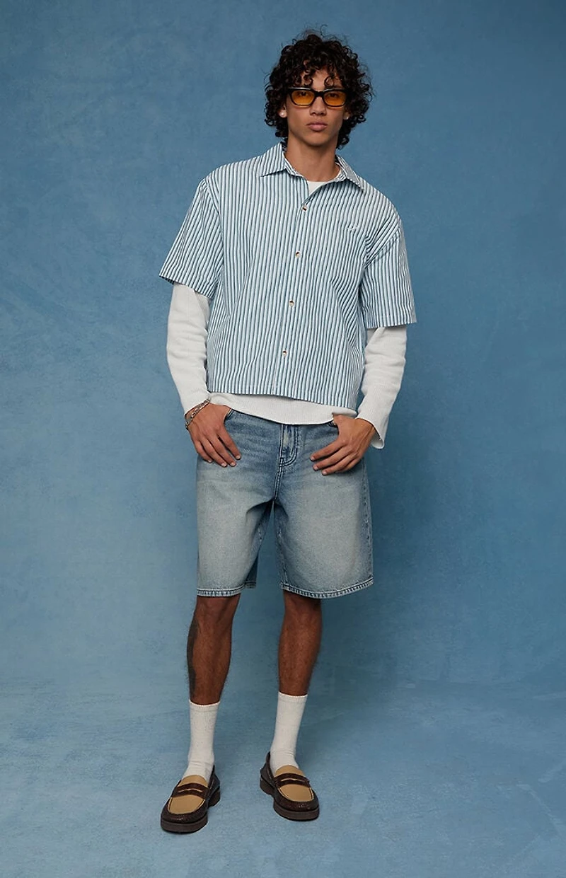 Pacsun Parker Baggy Jean Shorts Medium Blue Tint