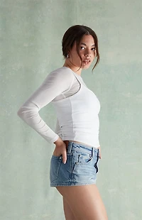 RARE DNM EDIT Jamie Denim Micro Shorts Rhinestone Light Blue