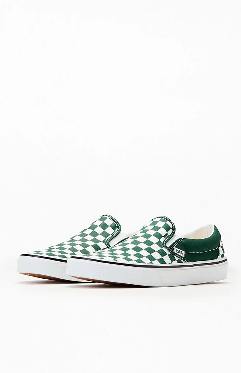 Vans Green Checkerboard Slip-On Shoes