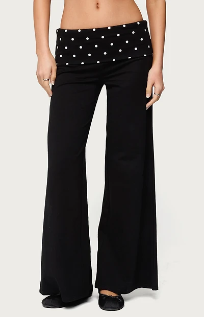 Edikted Petite Reeva Polka Dot Foldover Pants