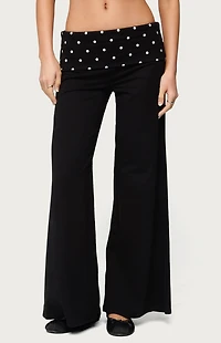 Edikted Petite Reeva Polka Dot Foldover Pants