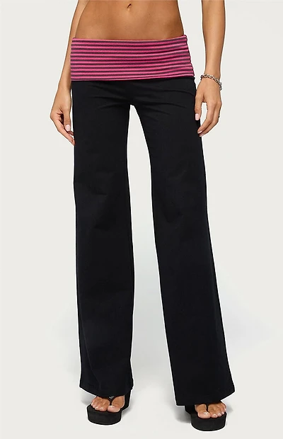 Edikted Maci Striped Foldover Pants