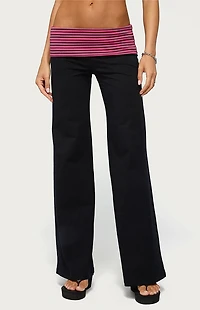 Edikted Maci Striped Foldover Pants