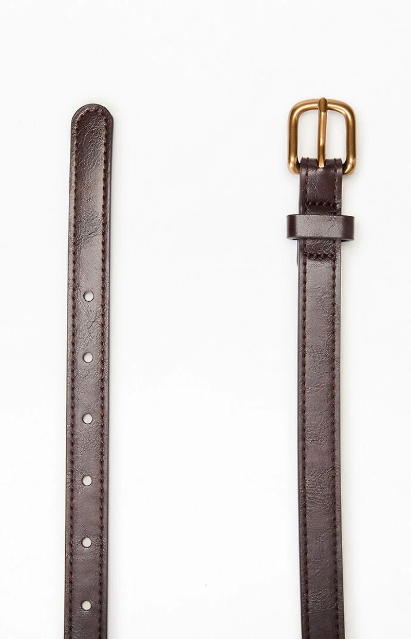 John Galt Faux Leather Skinny Buckle Belt
