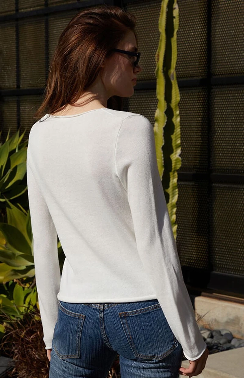 John Galt White Bell Sleeve Sweater