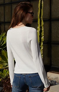 John Galt White Bell Sleeve Sweater