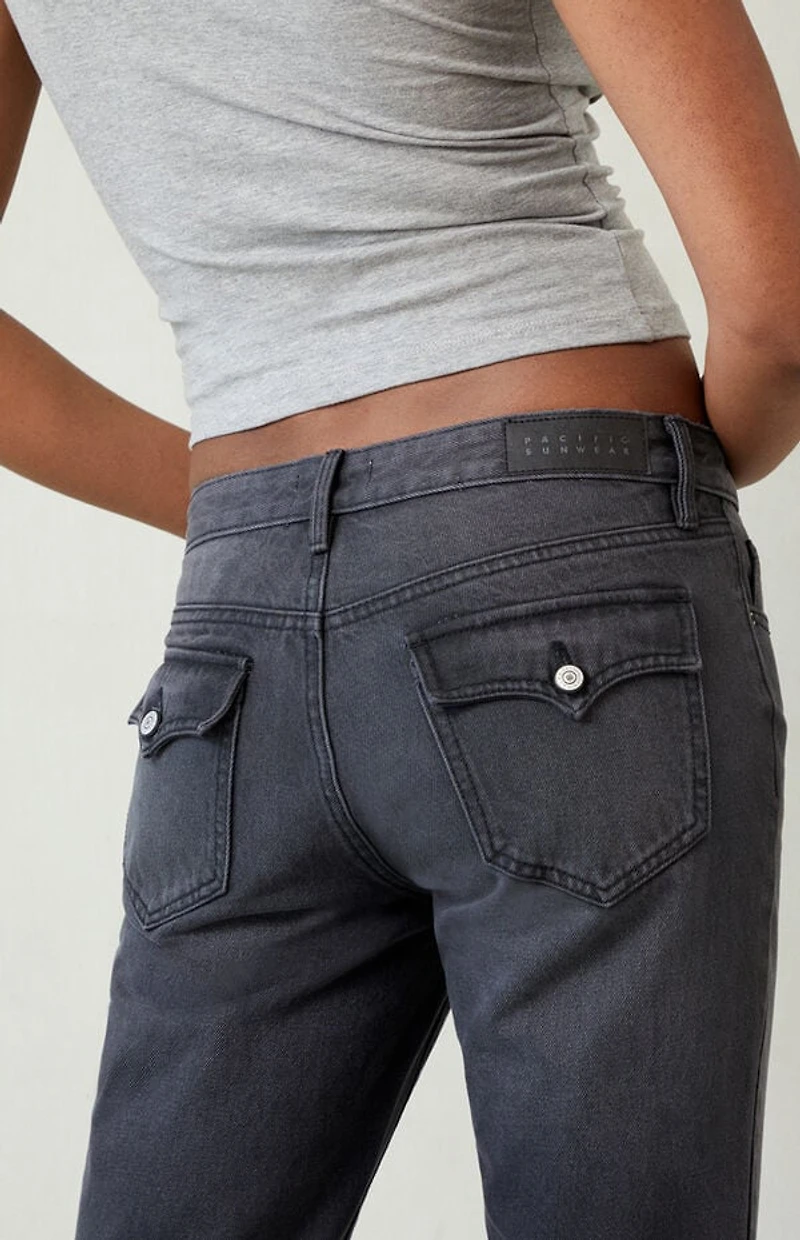 Pacsun Jade Low Rise Button Pocket Bootcut Jeans Faded Black