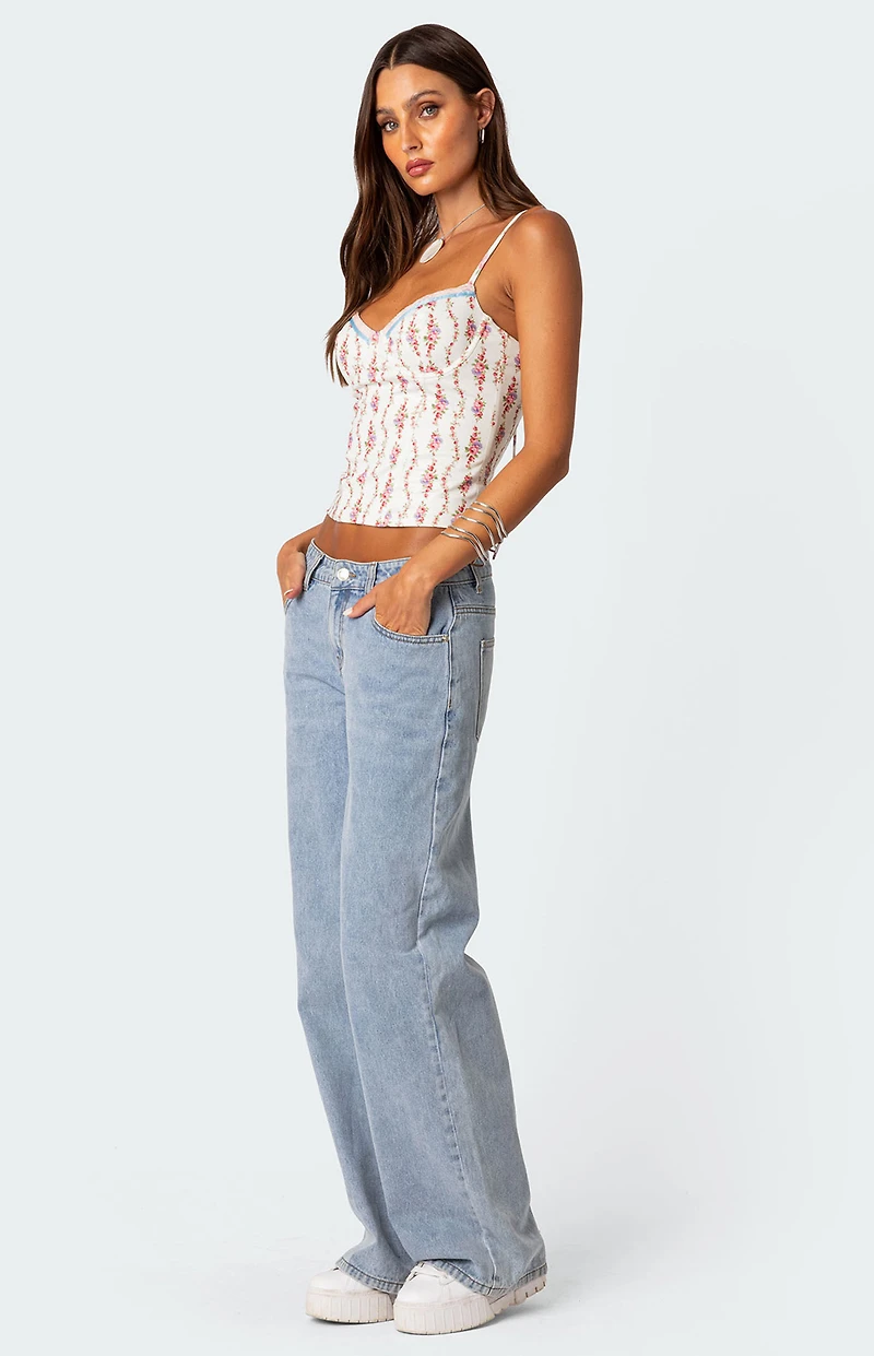 Edikted Indira Printed Cupped Lace Up Corset