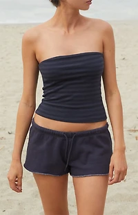 John Galt Black & Navy Striped Amelia Cropped Tube Top