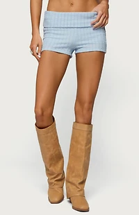 Edikted Iyara Textured Knit Foldoover Micro Shorts