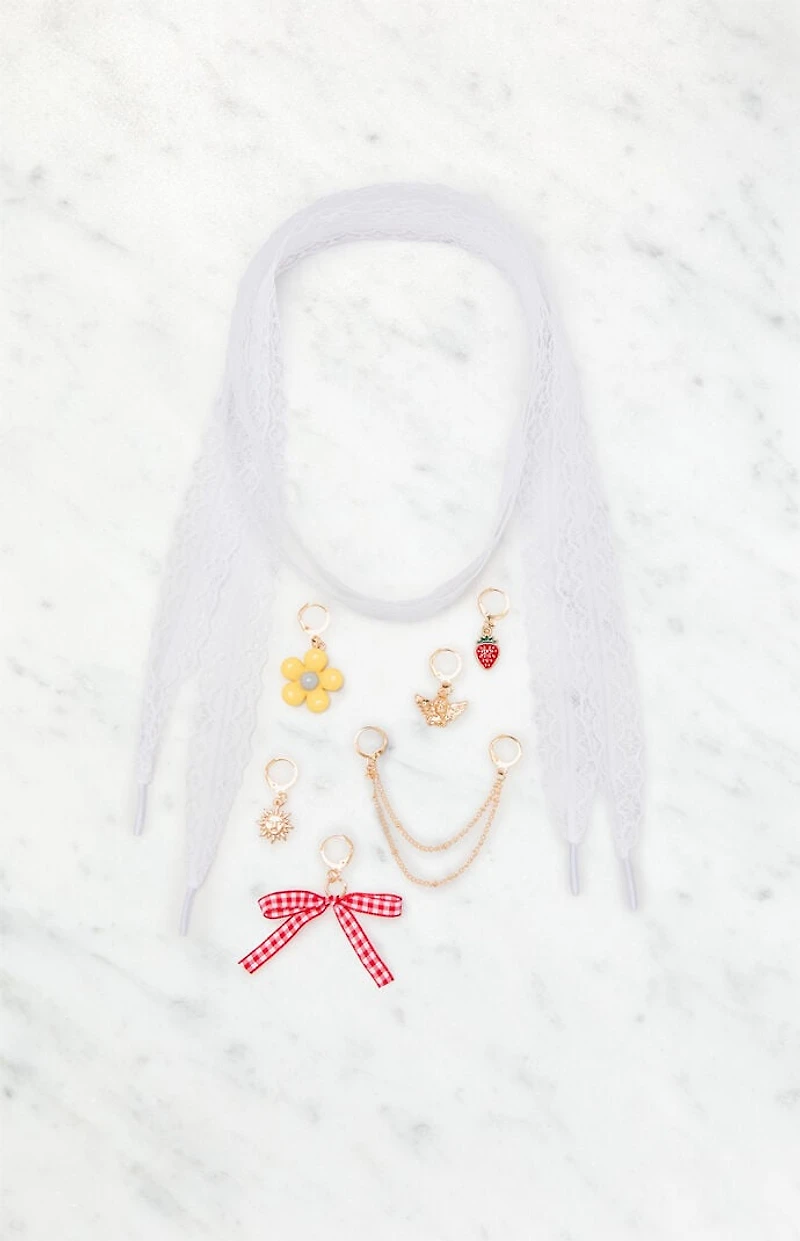 LA Hearts White Charm Shoelaces