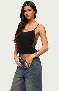 Edikted Donia Cutout Beaded String Tank Top