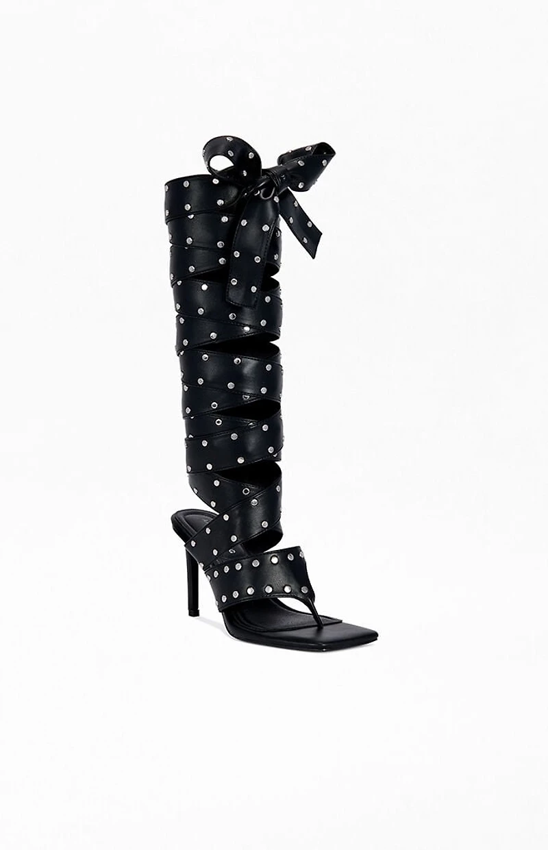 AZALEA WANG Women's Sodalite Black Stiletto Sandals