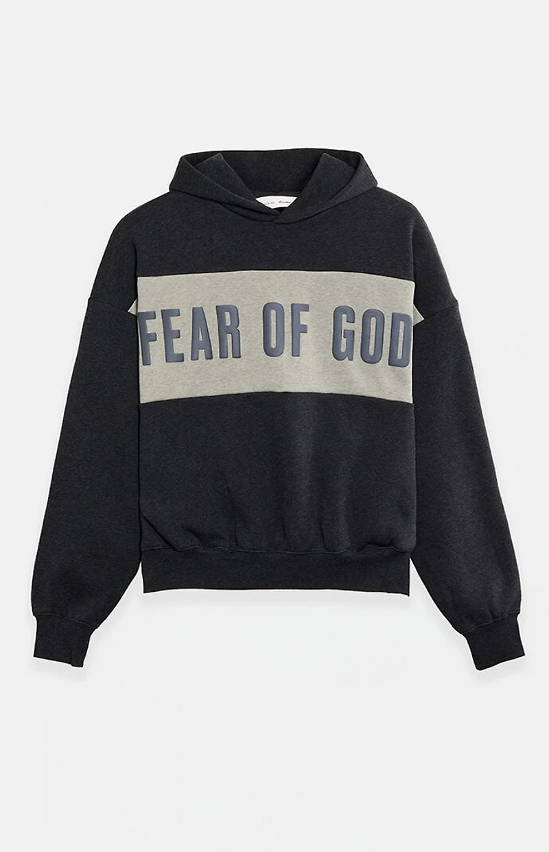 Fear of God ESSENTIALS Iron Grey Heather Paneled Cropped Relaxed Hoodie