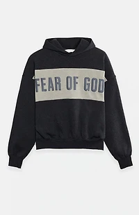 Fear of God ESSENTIALS Iron Grey Heather Paneled Cropped Relaxed Hoodie