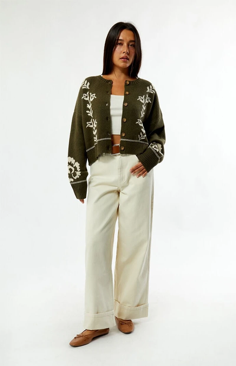 Rhythm Antique Floral Cropped Cardigan