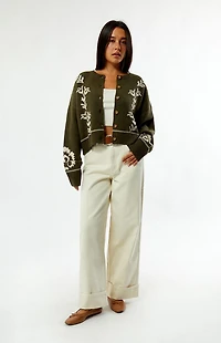 Rhythm Antique Floral Cropped Cardigan