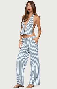 Edikted Macey Striped Split Front Backless Top