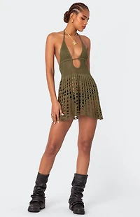 Edikted Austin Open Back Crochet Mini Dress