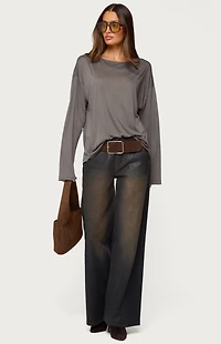 Edikted Oversized Semi Sheer Long Sleeve T-Shirt