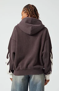 Pacsun Flame Applique Vintage Wash Zip Up Hoodie