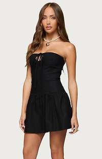 Edikted Cecelie Strapless Drop Waist Mini Dress