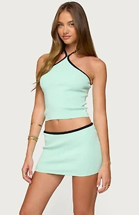Edikted Aureley Contrast Knit Halter Top