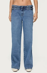 Edikted Livia Double Belt Low Rise Jeans