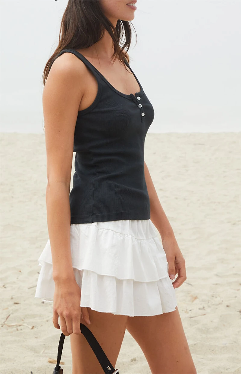 John Galt Black Dalis Long Tank Top