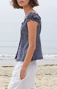 John Galt Blue Polka Dot Elena Top