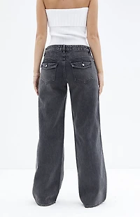 Pacsun Casey Black Button Pocket Low Rise Baggy Jeans
