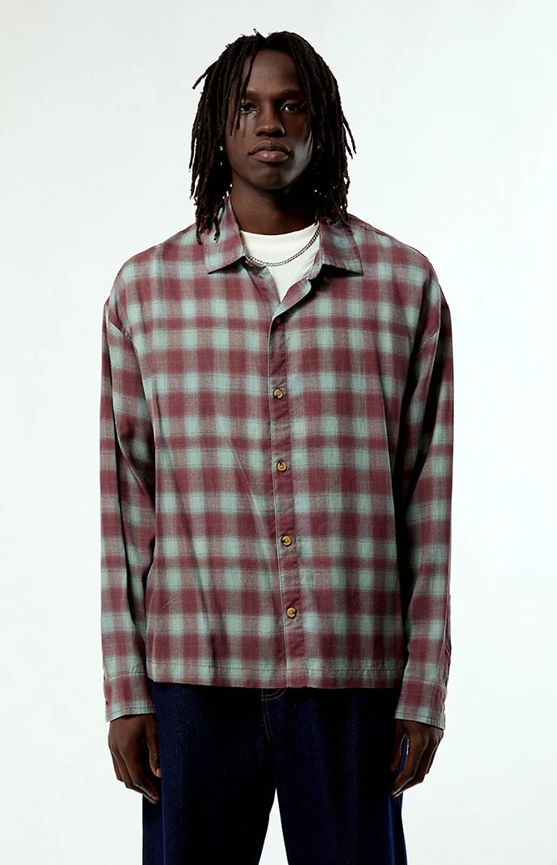 Pacsun Dune Plaid Print Long Sleeve Shirt