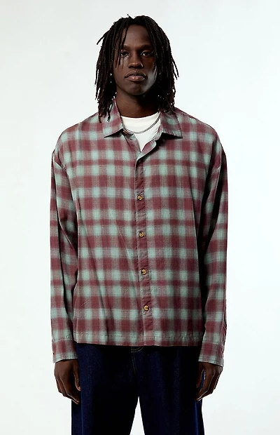 Pacsun Dune Plaid Print Long Sleeve Shirt